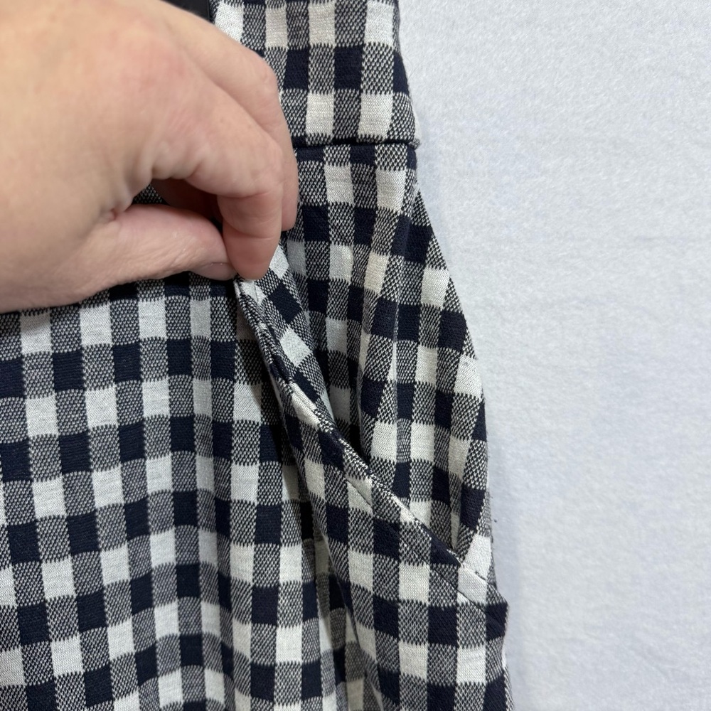 DownEast Women's Isabella Navy Gingham Button Down Pencil Skirt Size L Stretch - Picture 7 of 10
